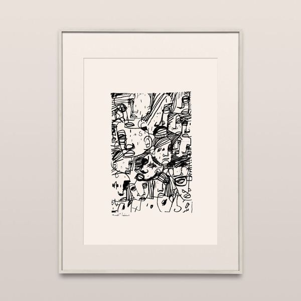 Crayon noir sur papier, 21 × 29,7 cm, 2026 — Collection privée