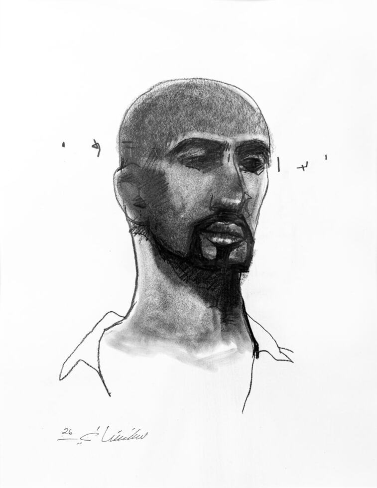 Crayon noir sur papier, 40 × 50 cm, 2026